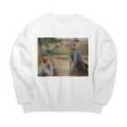 世界美術商店の2人の若い農夫 / Two Young Peasant Women Big Crew Neck Sweatshirt