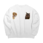 猫ミームグッズの叱られる猫と叱る猫 Big Crew Neck Sweatshirt