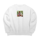 mari0909の可愛らしいシマリスのエプロン姿 Big Crew Neck Sweatshirt