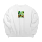 yuhi04のピクニックする猿 Big Crew Neck Sweatshirt