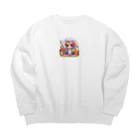 mitusan777の可愛い女の子が料理をしている様子が Big Crew Neck Sweatshirt