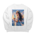 CHIKUSHOの自由の女神のミニチュアを持つ少女 Big Crew Neck Sweatshirt