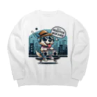 無気力のスケボーわんこ Big Crew Neck Sweatshirt