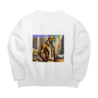 shigeグッズ工房の都会派ヒョウ之助 Big Crew Neck Sweatshirt