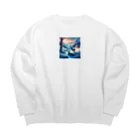 Passionista Lifestyle Emporium : 情熱的なライフスタイルエンポリウムの極光の冬景色とトナカイ Big Crew Neck Sweatshirt