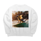 RAKICHIのドラゴンがサーフィンをしています Big Crew Neck Sweatshirt