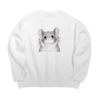 もふっとチンチラ🐭のばんざいチンチラ Big Crew Neck Sweatshirt