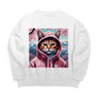 オシャンな動物達^_^の桜舞うなかオシャン猫 Big Crew Neck Sweatshirt