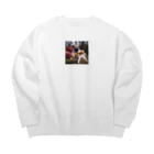 ODDS-345のぬいぐるみと格闘するパグ Big Crew Neck Sweatshirt