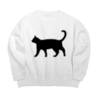 Teatime ティータイムの黒猫は見ていた　ねこ Big Crew Neck Sweatshirt