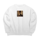 pinoko4143の絵画をバックにたたずむ黒猫 Big Crew Neck Sweatshirt