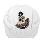 taturou-11777のセクシーで魅力的なメイド Big Crew Neck Sweatshirt