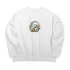 りんりんの可愛いシロクマちゃんショップ　かわいいよ！の花に囲まれている白くま Big Crew Neck Sweatshirt