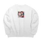 mg-の珍しい友情！可愛らしい少年とワンちゃん Big Crew Neck Sweatshirt