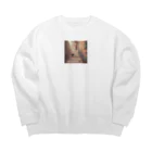 スウィート・アニマル・アートの幸運の黒猫 Big Crew Neck Sweatshirt