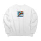 クロスクリエイティブのハンドグライダーを飛ばしているトラ Big Crew Neck Sweatshirt