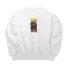 猫ミームグッズの【猫ミーム】驚く猫（文字入り） Big Crew Neck Sweatshirt