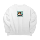 masaのスリッパの中で寝ている猫 Big Crew Neck Sweatshirt