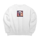 happiness_shopの無邪気な笑顔で幸運を招く可愛い子犬 Big Crew Neck Sweatshirt