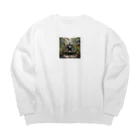 saijo79の鳥の餌を食べるゴリラ Big Crew Neck Sweatshirt