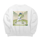 カエルグッズのバッターカエル Big Crew Neck Sweatshirt