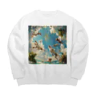 AQUAMETAVERSEのワンちゃんたちのパラダイス アメジスト 2846 Big Crew Neck Sweatshirt