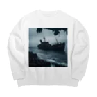 Dark Fの暗黒の海に浮かぶ腐敗した船の墓場 Big Crew Neck Sweatshirt