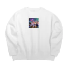 katohkouchiの勇気の子猫たちと魔法の戦い Big Crew Neck Sweatshirt