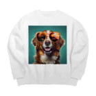 AQUAMETAVERSEのサングラスをかけた、かわいい犬 Marsa 106 Big Crew Neck Sweatshirt