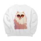 AQUAMETAVERSEのサングラスをかけた、かわいい犬 Marsa 106 Big Crew Neck Sweatshirt