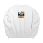 jkmurataの運動大好きなおしゃれネコ Big Crew Neck Sweatshirt