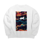 AQUAMETAVERSEの宇宙で遊んでる白猫 アメジスト 2846 Big Crew Neck Sweatshirt