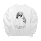 greetenのアート　すずめ　モノクロ Big Crew Neck Sweatshirt