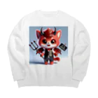 ブルーアイズの小悪魔猫 Big Crew Neck Sweatshirt