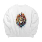 MirofuruDesignの抽象的なライオンスプラッシュTシャツ Big Crew Neck Sweatshirt