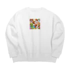 sadajapanのコーイケルホンディエの仲良し子供たち Big Crew Neck Sweatshirt