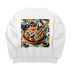 happiness_shopの江戸前の寿司をピカソ風にアレンジ Big Crew Neck Sweatshirt