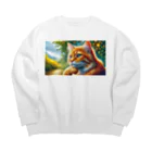 Ama'sのトラ猫Thinking Time Big Crew Neck Sweatshirt