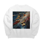 MistyStarkの宇宙を飛び交う車たち Big Crew Neck Sweatshirt