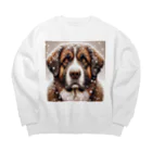 Ama'sの雪の中しかめっ面の犬さん Big Crew Neck Sweatshirt