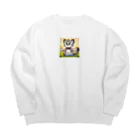 しゅーへーのヨガをするユキヒョウ Big Crew Neck Sweatshirt