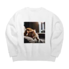 feliceのリビングでごろんとする猫 Big Crew Neck Sweatshirt