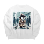 連想系の都会ペンギン Big Crew Neck Sweatshirt