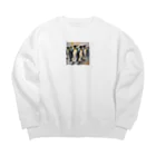 akipen76の仲間のために自分を奮起するペンギン Big Crew Neck Sweatshirt