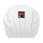 Kazmax14のマグカップからこんにちわ～マンチカン Big Crew Neck Sweatshirt