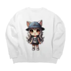 RANRAN2432MPJの猫派アイドル　にゃにゃ美ちゃん Big Crew Neck Sweatshirt