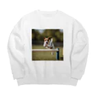 jackrussellvibes___のハードルをジャンプしているジャックラッセルテリア Big Crew Neck Sweatshirt