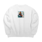 qloのジェットスキー乗り乗りグランマ Big Crew Neck Sweatshirt