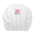 ピンク系水彩画のピンクのバラ Big Crew Neck Sweatshirt