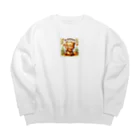 Yuya-Naganoの可愛い小熊が蜂蜜を美味しそうに舐めています Big Crew Neck Sweatshirt